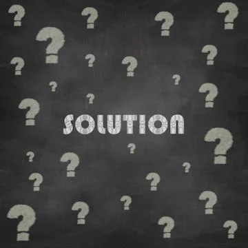 Question mark and solution drawn in chalk on a blackboard Stock Illustration