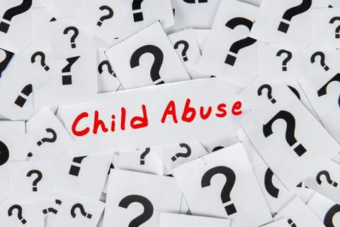 Question mark and text of child abuse Illustrazione stock
