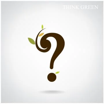 Question mark and think green concept. Stock Illustration