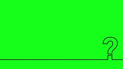 QUESTION MARK animated black line drawing on bottom border of green screen .. Stock Footage 341603772