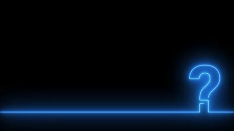 Question mark animated glowing blue neon lower third line and icon 4k dark .. Stock Footage 341691517