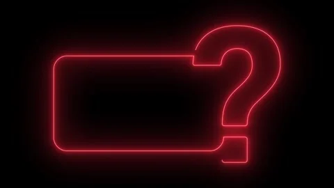 Question mark animated glowing red neon big query symbol with frame border .. Stock Footage 341691428