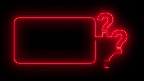 Question mark animated glowing red neon frame border with three query symbo.. Stock Footage 341691436