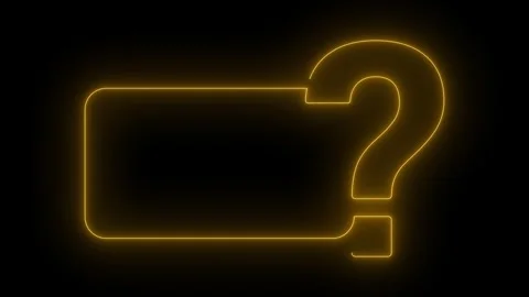 Question mark animated glowing yellow neon big query symbol with frame bord.. Stock Footage 341691456