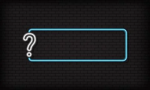 Question mark with answer box neon icon. Vector on isolated black background. Stock Illustration