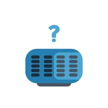 Question mark appearing over modern portable speaker device Stock Illustration