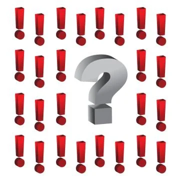 Question mark around exclamation marks illustration design Illustrazione stock