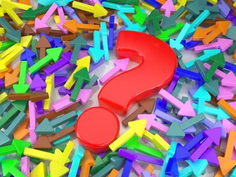 Question mark with arrows Stock Illustration