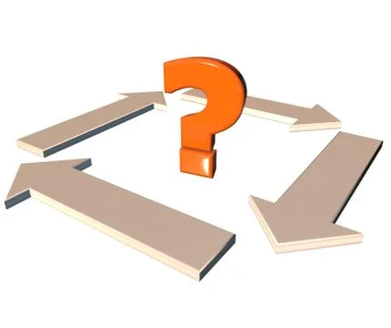Question mark with arrows Stock Illustration