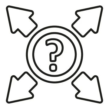 Question mark with arrows indicating multiple directions 스톡 일러스트