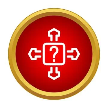Question mark with arrows showing multiple directions icon 스톡 일러스트