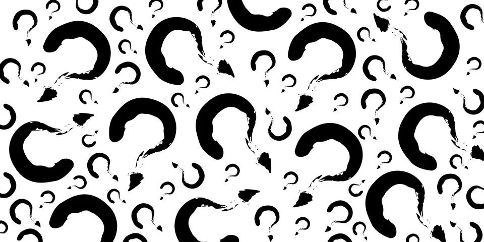 Question mark background with black brush strokes for faq and psychology banner Illustrazione stock