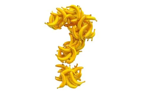 Question mark from bananas. 3D rendering Stock Illustration