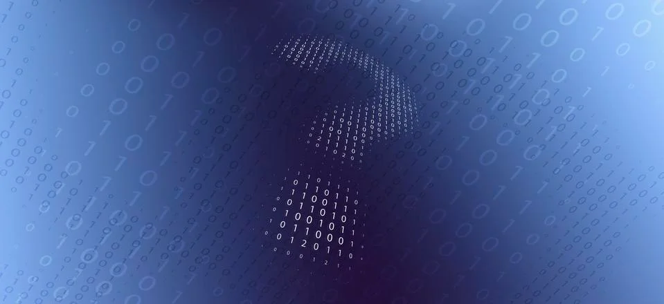A question mark in binary code against a gradient background Stock Illustration