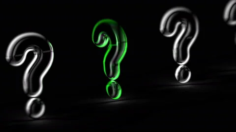 Question mark in black background. Looping footage. 3D Illustration. Stock-Footage 125309820
