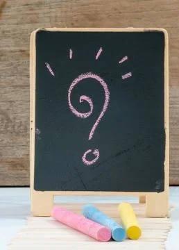 Question mark  on black board Foto stock