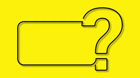QUESTION MARK black line art frame drawing animation on vibrant yellow back.. Stock Footage 341603753