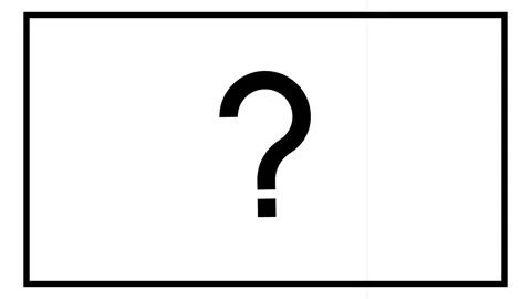 Question mark black symbol icon inside a rectangular frame on white backgroun Stock Footage 346503782