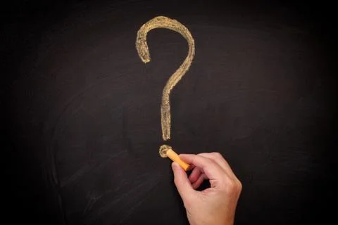 Question mark on blackboard Stock Photos