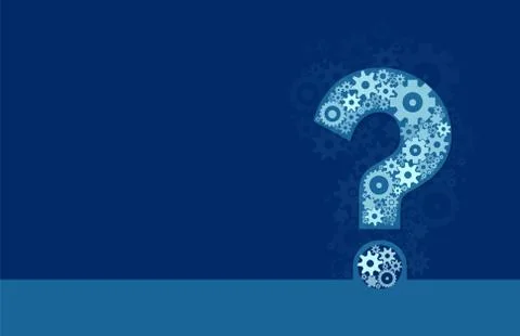 Question mark on blue backdrop Illustrazione stock