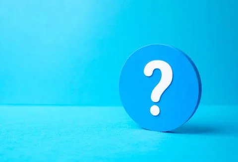Question mark on a blue background. Questions and answers. FAQ. Information.. Stock Photos
