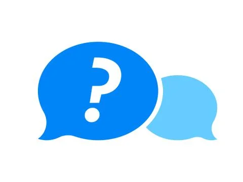 Question mark in blue dialog bubble, FAQ button vector icon Illustrazione stock