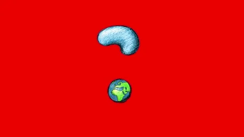 Question mark blue green white color with Earth red screen Stock Footage 307168989