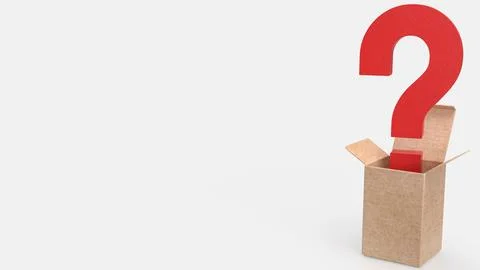 Question mark in box on white Background 3d Rendering. Stock Illustration