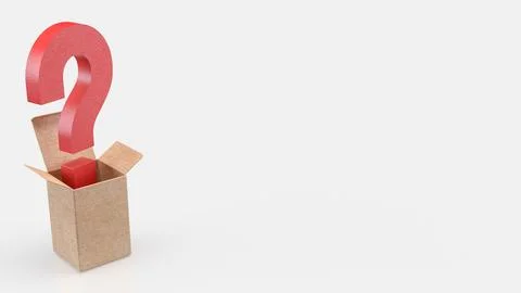 Question mark in box on white Background 3d Rendering. Stock Illustration