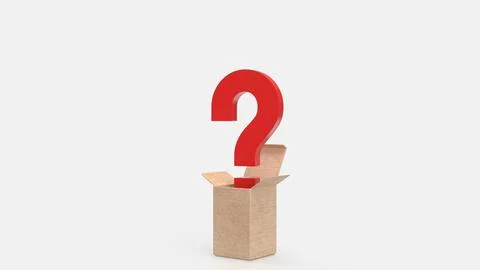 Question mark in box on white Background 3d Rendering. Stock Illustration