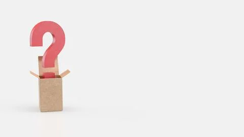 Question mark in box on white Background 3d Rendering. Stock Illustration