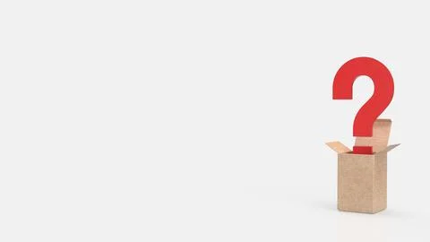 Question mark in box on white Background 3d Rendering. Stock Illustration