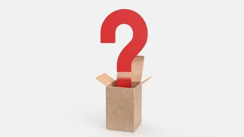 Question mark in box on white Background 3d Rendering. Stock Illustration