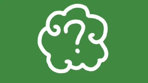 Question mark brainstorming cloud hand-drawn cartoon graphic with chalk outline Stock Footage 339304103