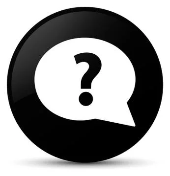 Question mark bubble icon black round button Stock Illustration