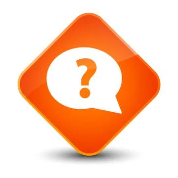 Question mark bubble icon elegant orange diamond button Stock Illustration