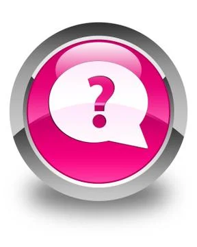 Question mark bubble icon glossy pink round button Stock Illustration