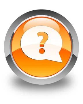 Question mark bubble icon glossy orange round button Stock Illustration