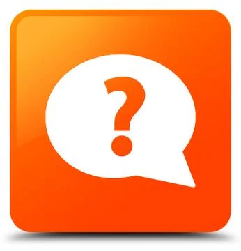 Question mark bubble icon orange square button Stock Illustration