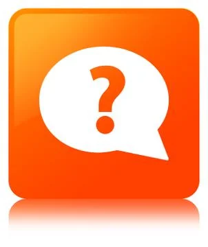 Question mark bubble icon orange square button Stock Illustration