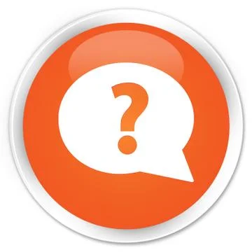 Question mark bubble icon premium orange round button Stock Illustration