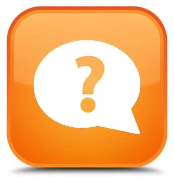 Question mark bubble icon special orange square button Stock Illustration