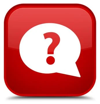 Question mark bubble icon special red square button Stock Illustration