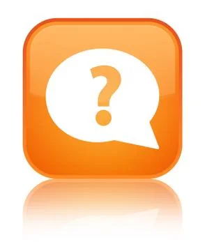 Question mark bubble icon special orange square button Stock Illustration