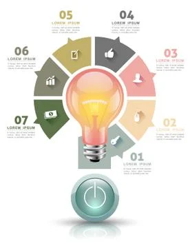 Question mark bulb with icons Stock Illustration