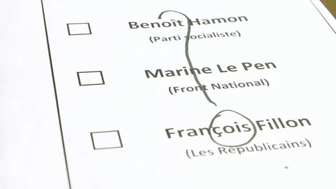 The question mark on the bulletin of the Presidential elections in France 2017 Stock Footage