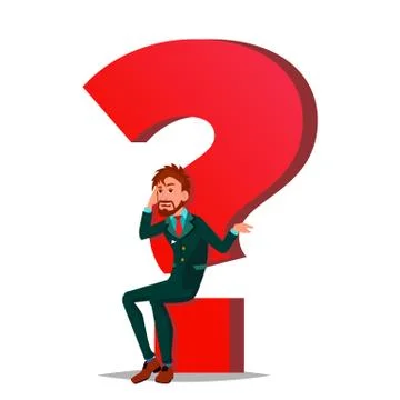 Question Mark Businessman Vector. Task, HR Concept. Find New Job. Huge Red 스톡 일러스트