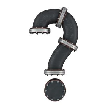 Question mark from cast iron pipes, 3D rendering 스톡 일러스트