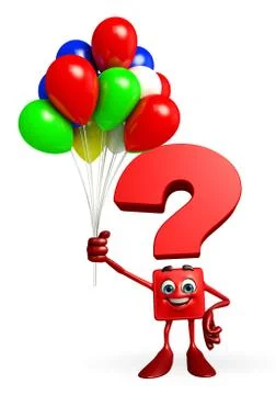 Question mark character with balloon Stock Illustration
