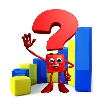 Question mark character with business graph Stock Illustration